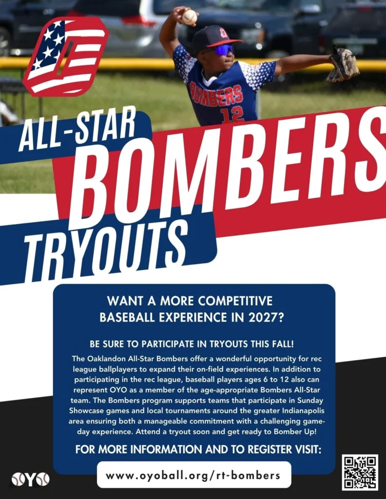 2027 All-Star Bombers tryouts flyer