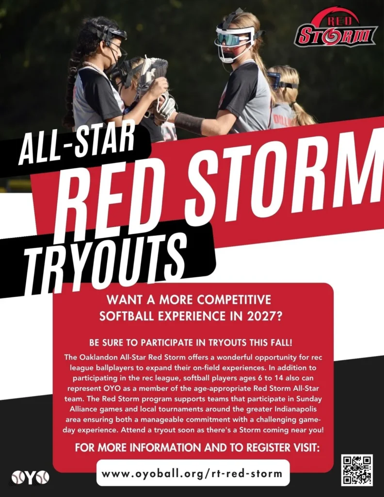 2027 All-Star Red Storm tryouts flyer